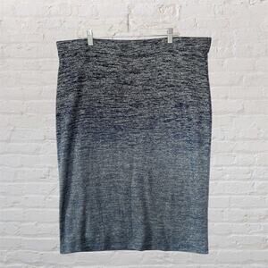 Liz Claiborne Women Plus Blue Gray Ombre Knit Pencil Midi Bodycon Skirt Size 2XL
